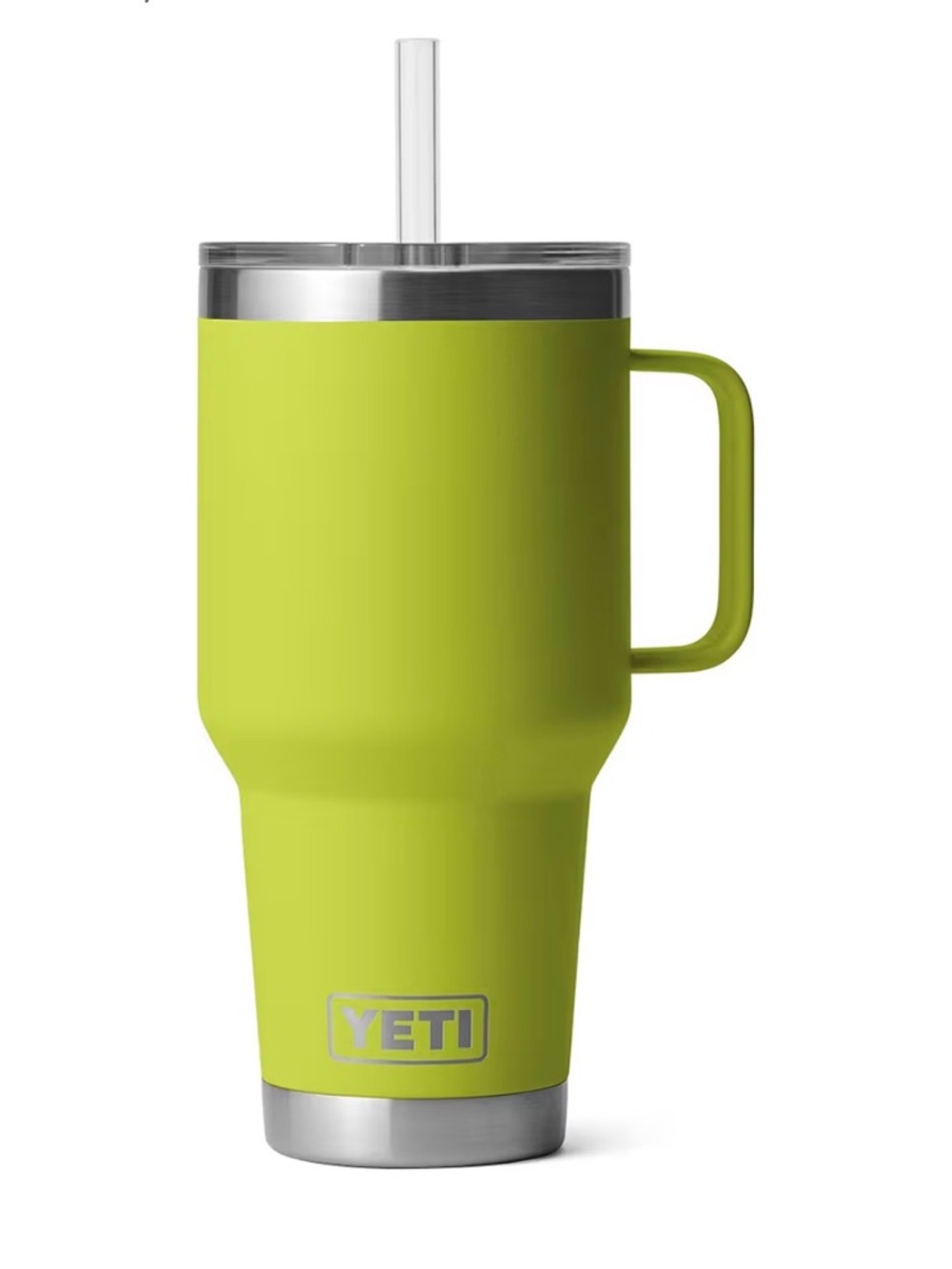 Yeti Bright Lime Green Rambler Tumbler with Handle and Straw